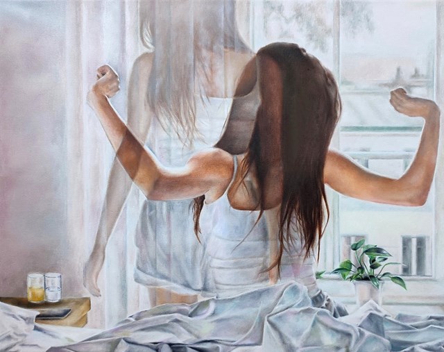 Living room painting by Agata Potakiewicz titled Schematy 