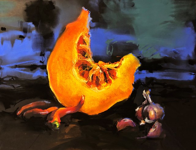 Living room painting by Krystyna Khvostyk titled Pumpkin