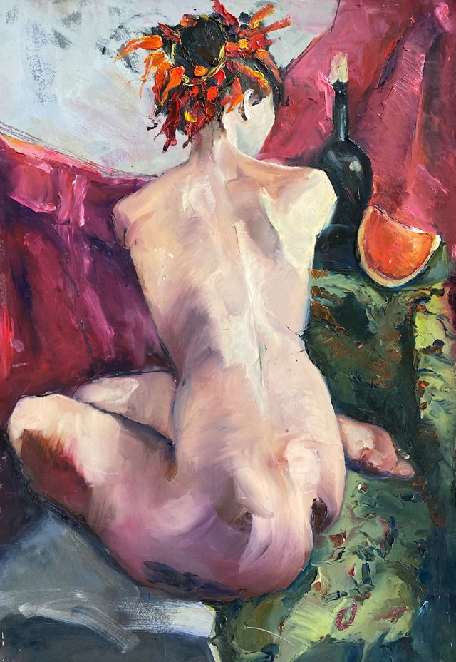Living room painting by Krystyna Khvostyk titled  Girl with a watermelon