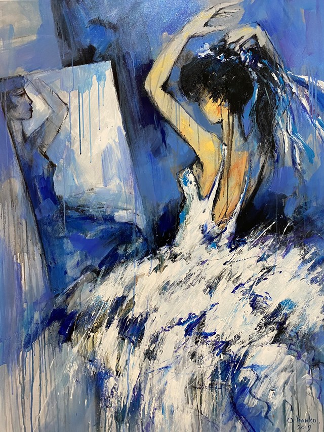 Living room painting by Eugeniusz Ochonko titled Pasión del Baile 