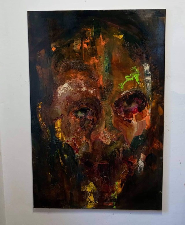 Living room painting by Jakub Wasilewski titled Face