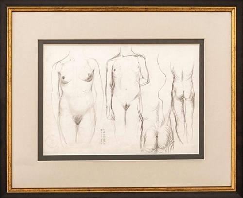 Living room painting by Franciszek Starowieyski titled DOUBLE-SIDED SKETCH - NUDES