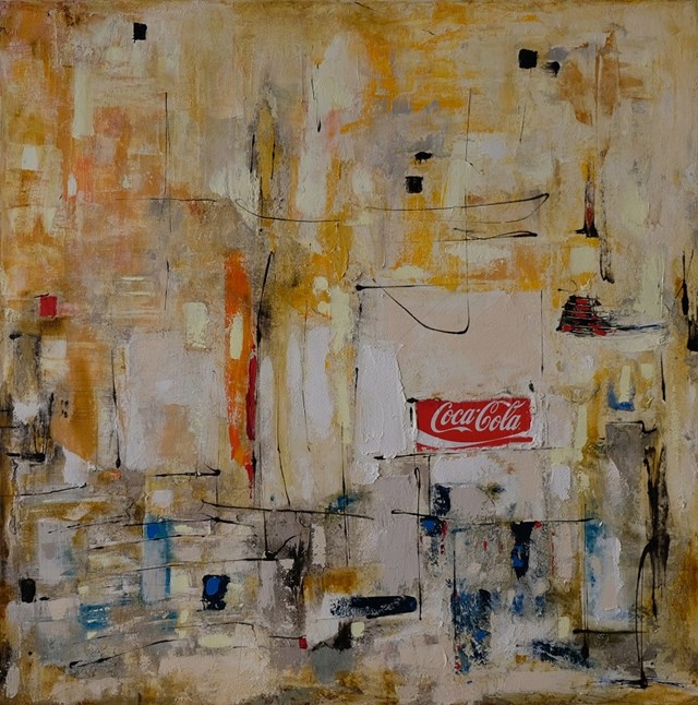 Living room painting by Krzysztof Ryfa titled Still nature with coca-cola