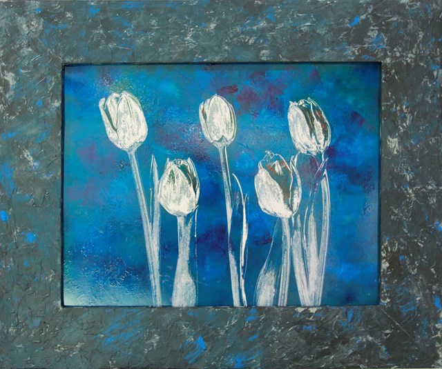 Obraz do salonu artysty Wojciech Rogosz pod tytułem Tulipanowy Niebieski Świat