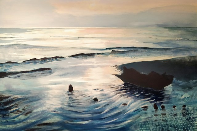 Living room painting by Aldona Zając titled The edge of the horizon