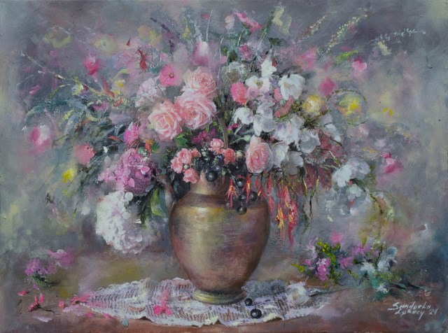 Living room painting by Anna Sandecka-Ląkocy titled  With Roses