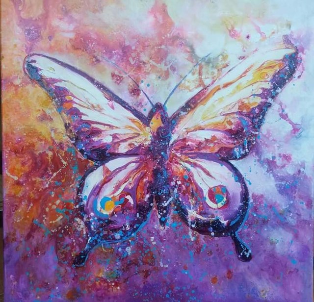 Living room painting by Marzena Laura Mazurek titled Butterfly