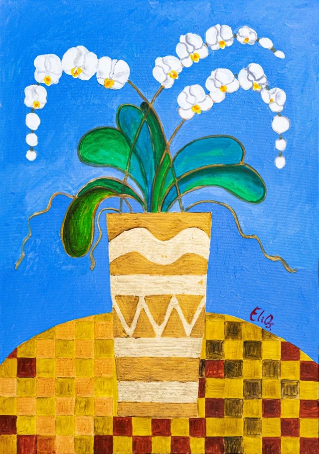 Obraz do salonu artysty Elżbieta Ostrowska-Łysak pod tytułem Martwa natura na niebieskim
