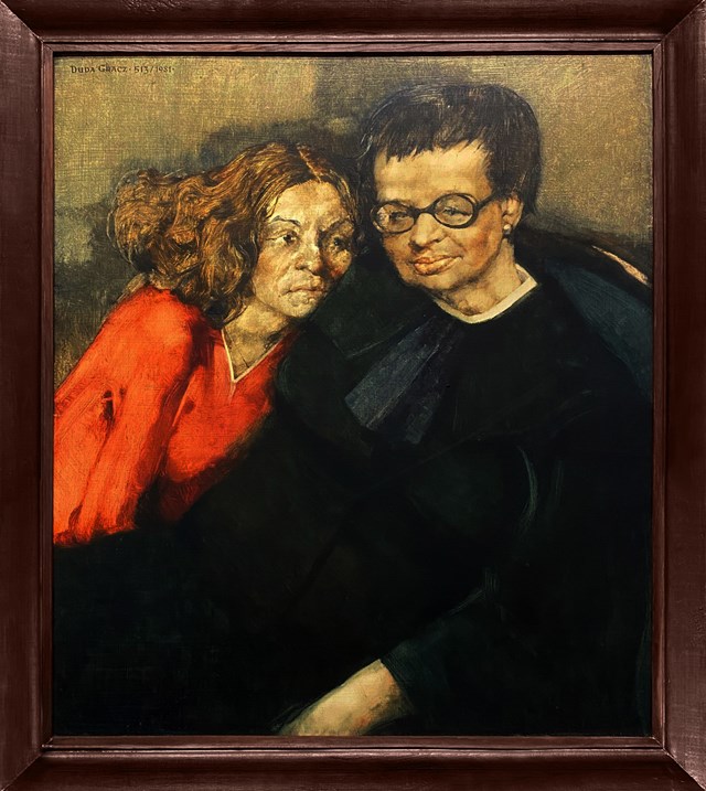Living room painting by Jerzy Duda-Gracz titled Double Portrait No. 513