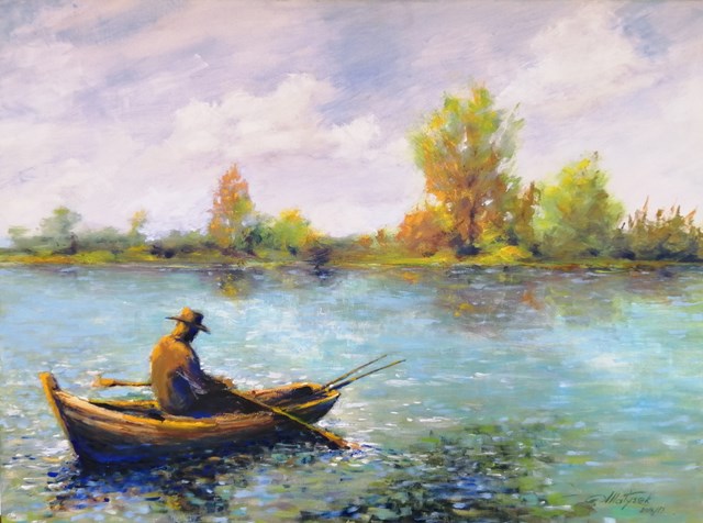 Living room painting by Zbigniew Matysek titled Reservoir  in Bolimów
