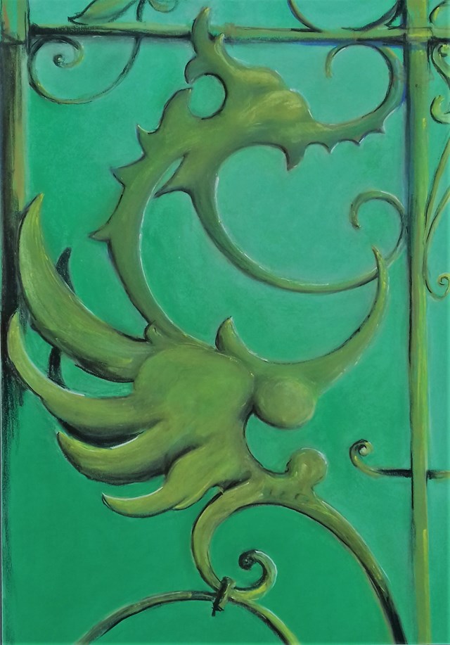 Obraz do salonu artysty Zbigniew Matysek pod tytułem Detal Łódzki ( w zieleni)