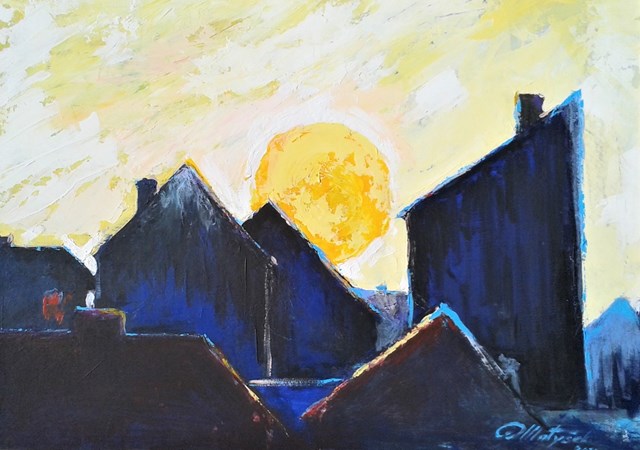 Living room painting by Zbigniew Matysek titled Sunrise