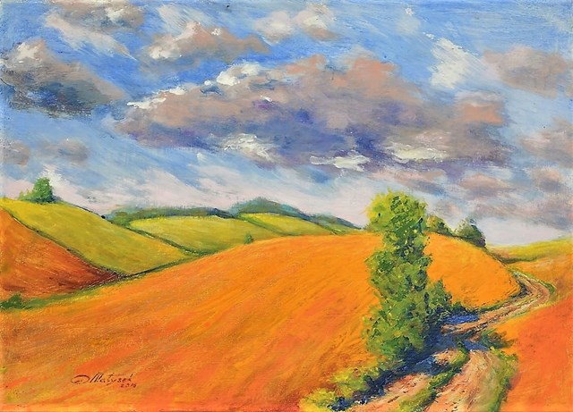 Living room painting by Zbigniew Matysek titled Landscape with road