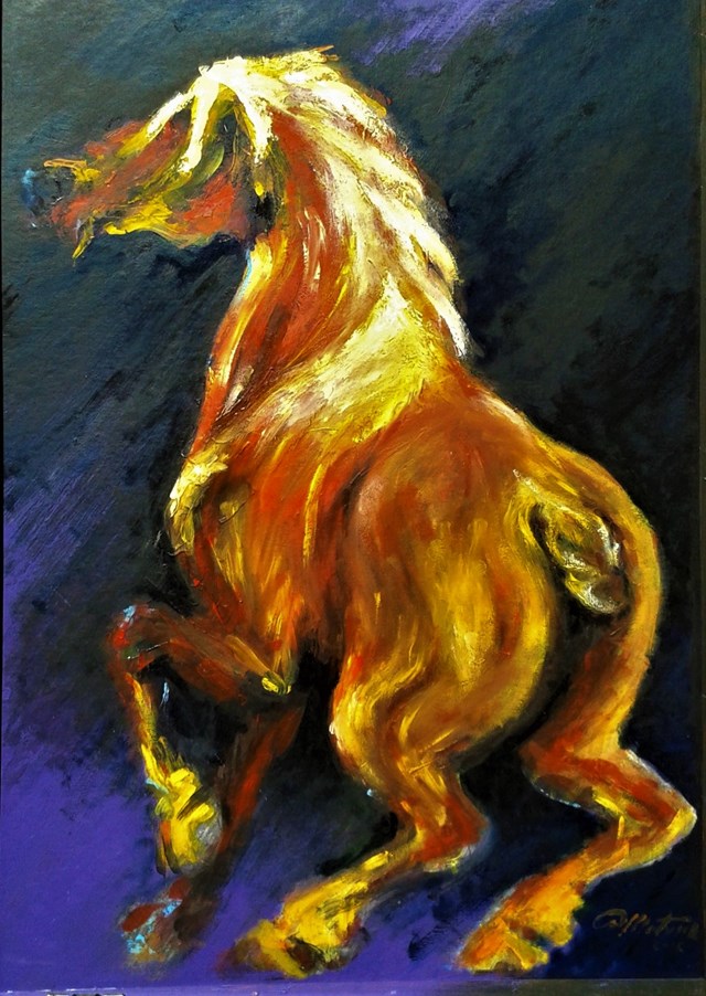 Living room painting by Zbigniew Matysek titled Fire horse