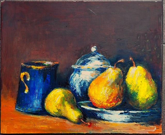 Living room painting by Zbigniew Matysek titled Still life whit pears