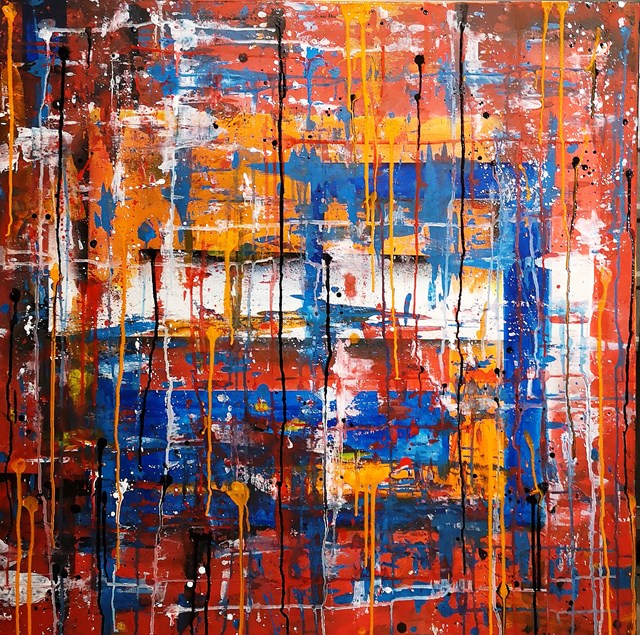 Living room painting by Paweł Świderski titled Abstraction