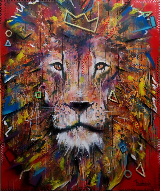 Living room painting by Paweł Świderski titled  King of the jungle