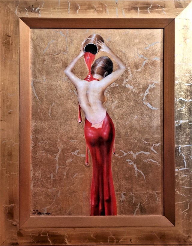Obraz do salonu artysty Ryszard Tadeusz Ptaszyński pod tytułem Kobieta w czerwieni (cykl "Nastroje")