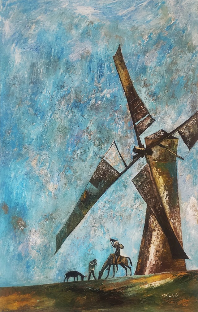 Living room painting by Iwan Kulik titled Don Quixote