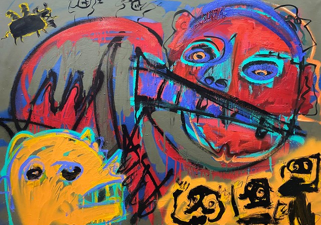 Obraz do salonu artysty Michał Ostrowski pod tytułem Czerwona głowa z nożem