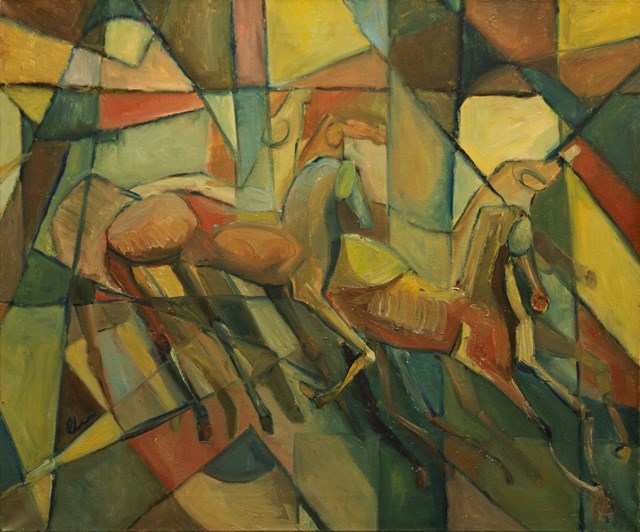 Living room painting by Aleksandra Woźniak titled Horses