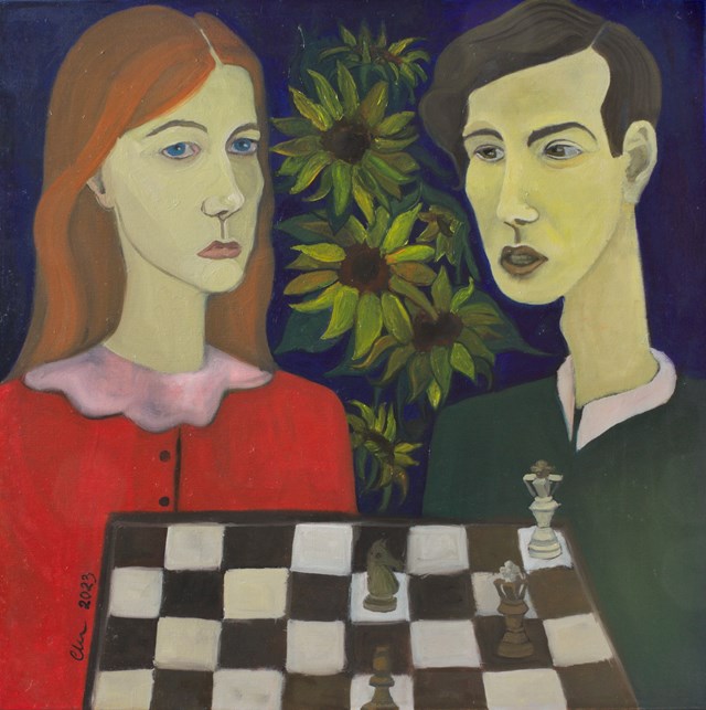 Living room painting by Aleksandra Woźniak titled Checkmate