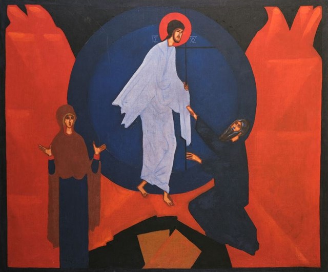 Living room print by Jerzy Nowosielski titled Anastasis (descent into the abyss), Collector's portfolio: "Theotokos"