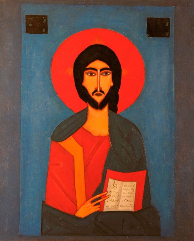Grafika do salonu artysty Jerzy Nowosielski pod tytułem Chrystus Pantokrator