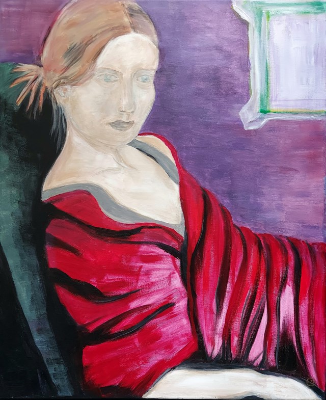 Living room painting by Joanna Daniło titled In armchair