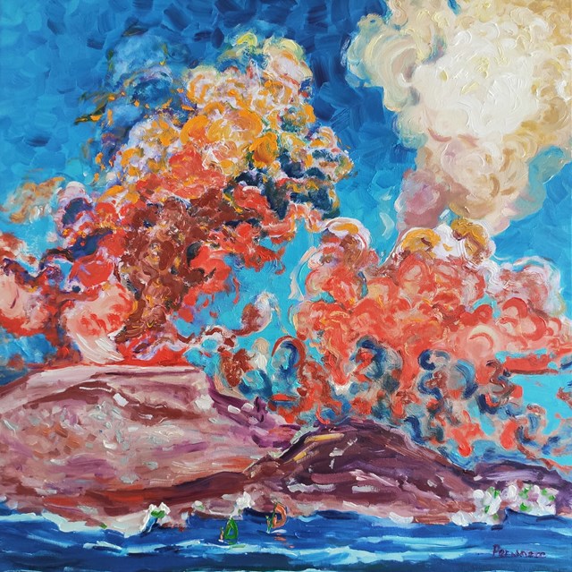 Living room painting by Pervin Ece Yakacik Leczycki titled Windsurfers