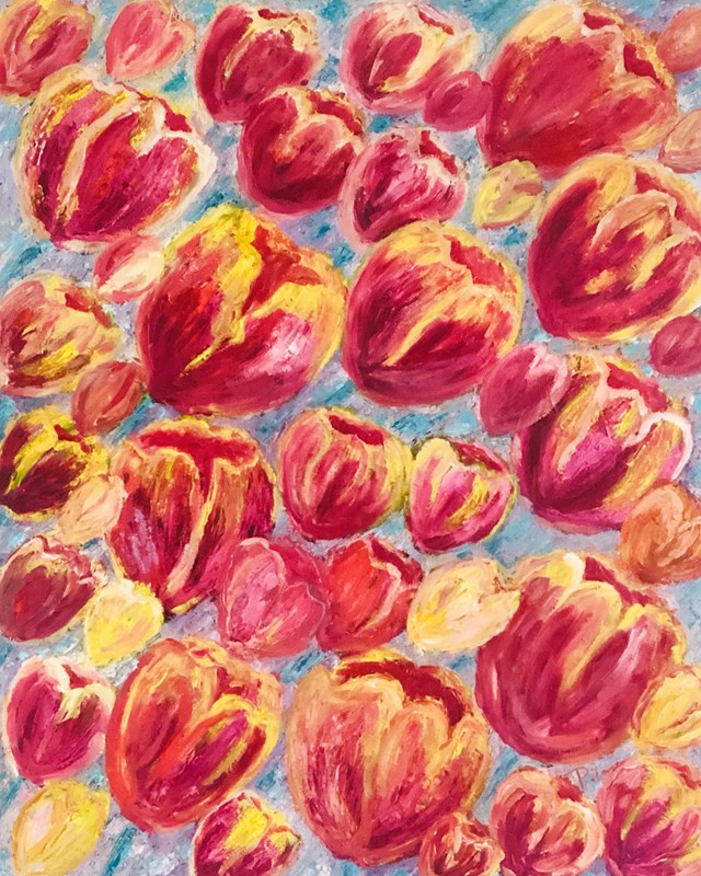Obraz do salonu artysty Paulina Anna Leszczyńska pod tytułem „Wiosenne tulipany”