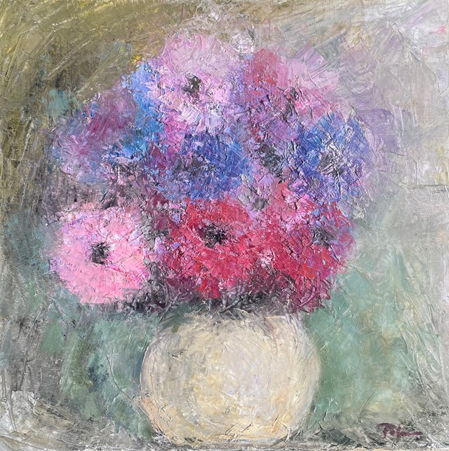 Obraz do salonu artysty Paulina Anna Leszczyńska pod tytułem Różowo amarantowy bukiet
