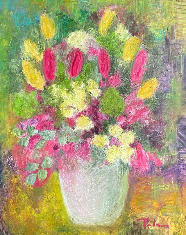 Living room painting by Paulina Anna Leszczyńska titled Bouquet of summer flowers
