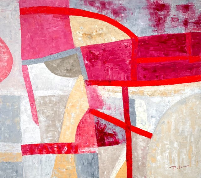 Living room painting by Paulina Anna Leszczyńska titled pink abstraction