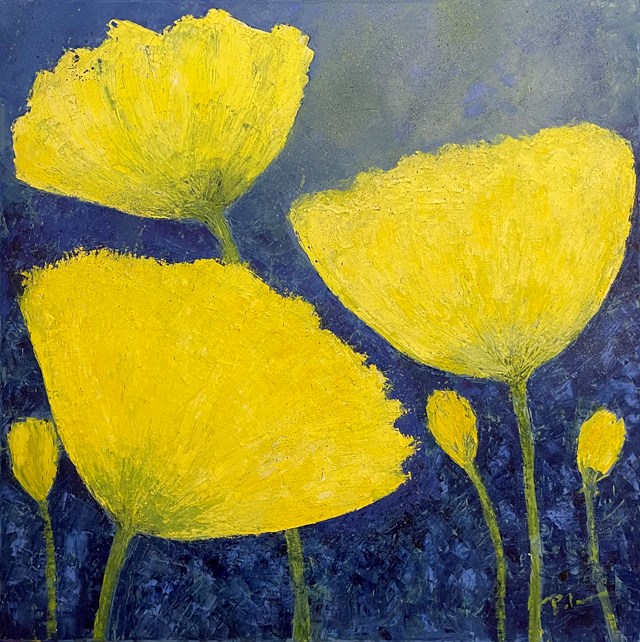 Living room painting by Paulina Anna Leszczyńska titled Yellow flowers