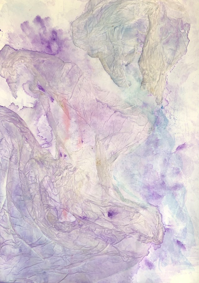 Living room painting by Joanna Wietrzycka titled Purple haze