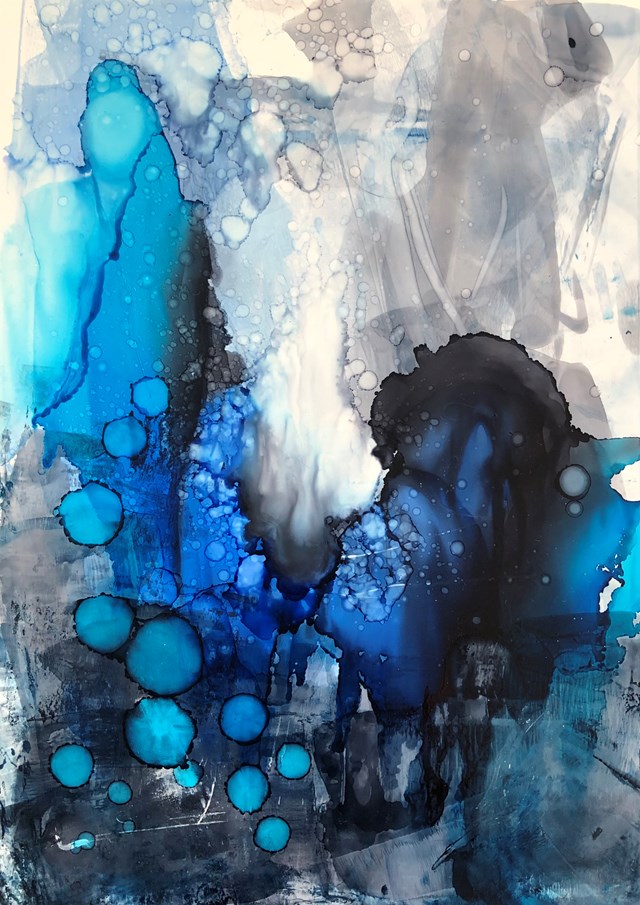 Living room painting by Joanna Wietrzycka titled Get high with blueness 3/3