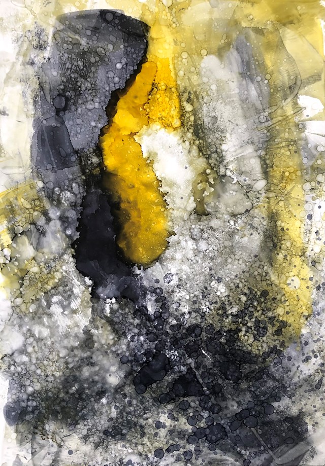 Living room painting by Joanna Wietrzycka titled Feel yellow 3