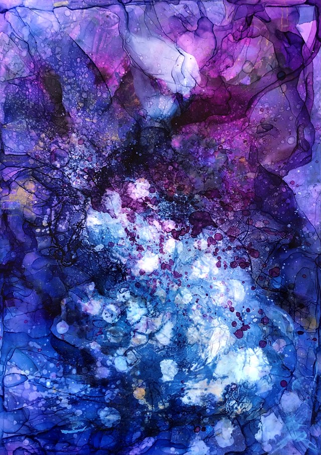 Living room painting by Joanna Wietrzycka titled Nebula