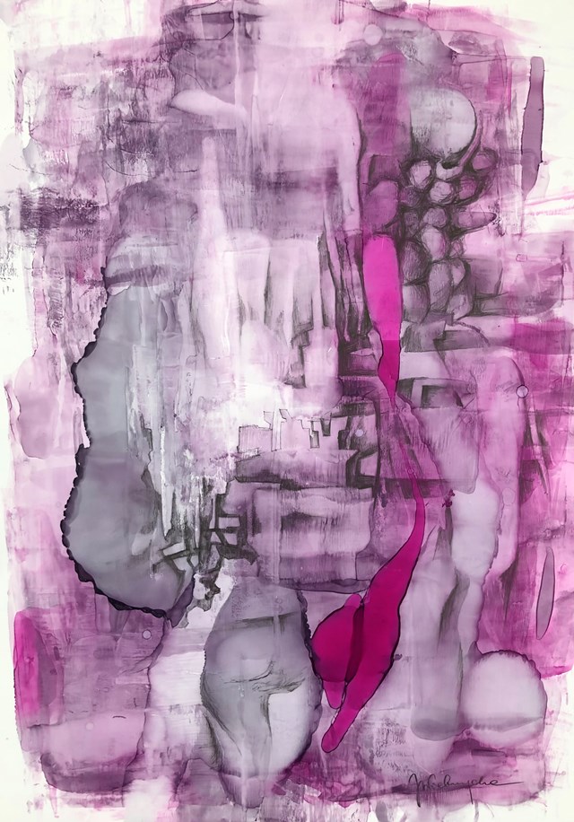 Living room painting by Joanna Wietrzycka titled Pink in the future 3/3