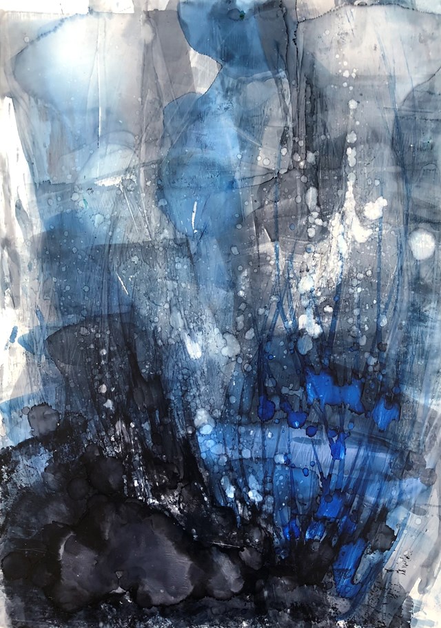Living room painting by Joanna Wietrzycka titled Feeling blue 3/3