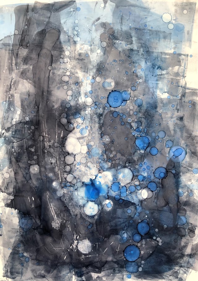 Living room painting by Joanna Wietrzycka titled Feeling blue 1/3