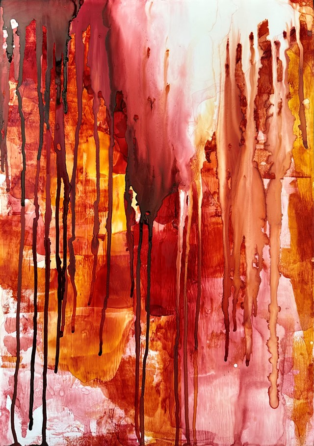 Living room painting by Joanna Wietrzycka titled Bleeding love