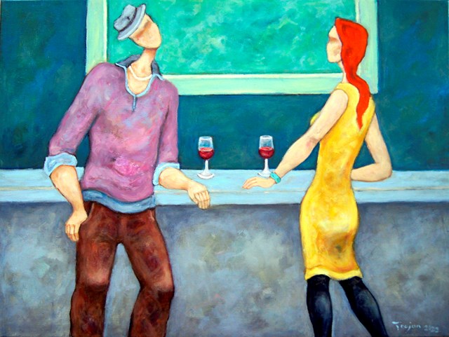 Obraz do salonu artysty Henryk Trojan pod tytułem Bar z zielonym obrazem