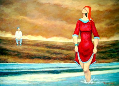 Living room painting by Henryk Trojan titled The Dreaming Soul