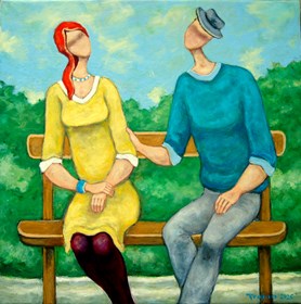 Living room painting by Henryk Trojan titled Touch