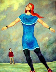 Living room painting by Henryk Trojan titled Dancing