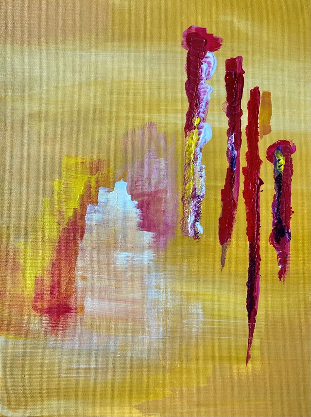 Living room painting by Natalia Kozarzewska titled Sunset in California III