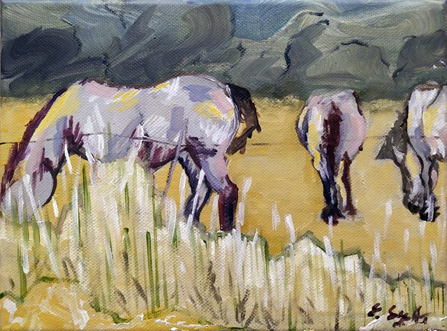 Living room painting by Ewelina Szewczyk titled Three horses