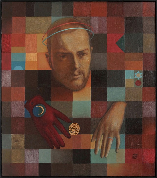 Living room painting by Serge Vasilendiuc titled Portrait of Paul Klee 